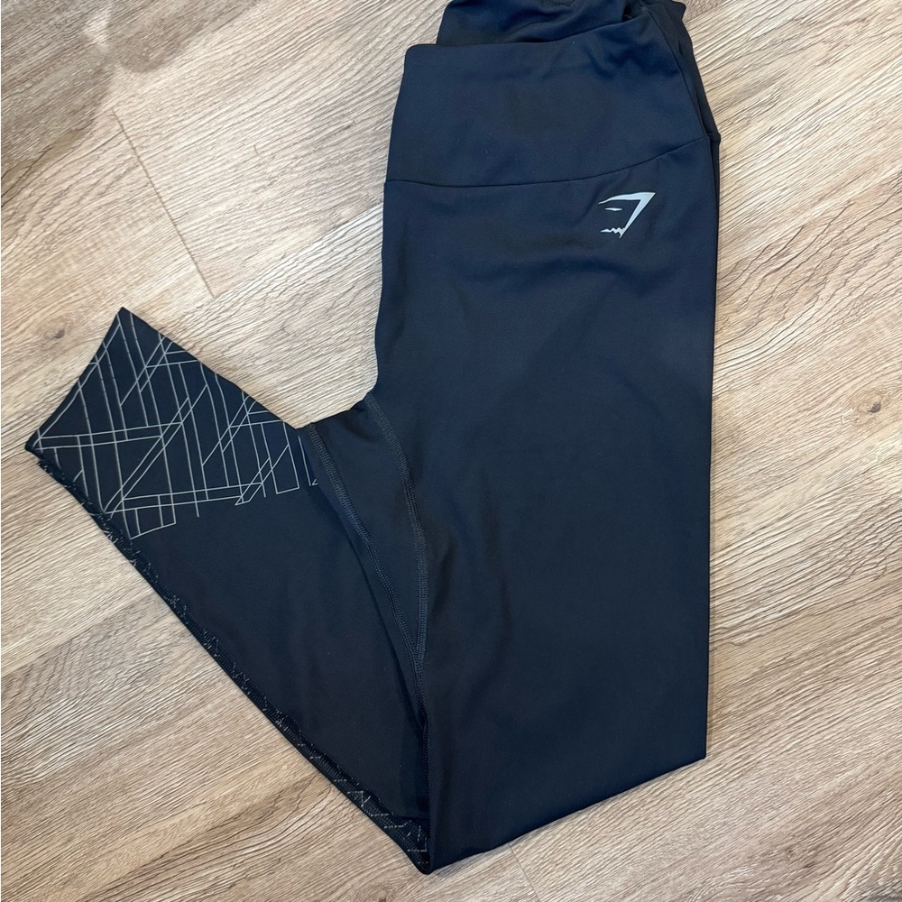 Gymshark Kids Black Leggings with Geometric Design
